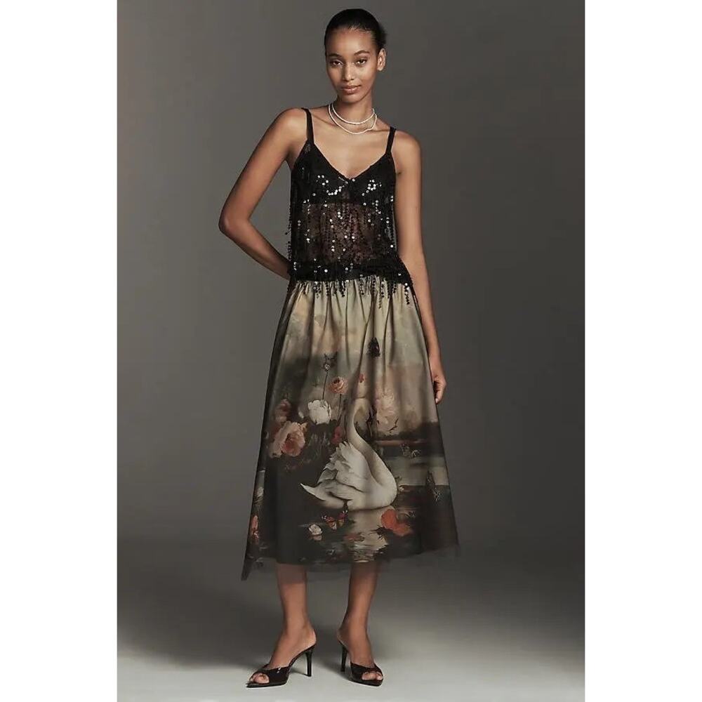 Anthropologie Wondernight Midi Skirt Tulle Swan Medium